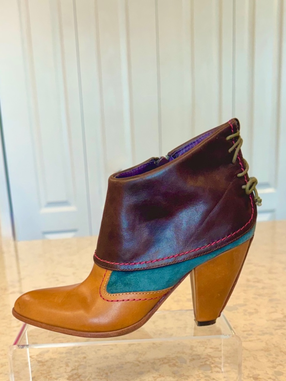 Vintage, Women's Size 6M, True Religion Western Pirate Tricolor Ankle Boots